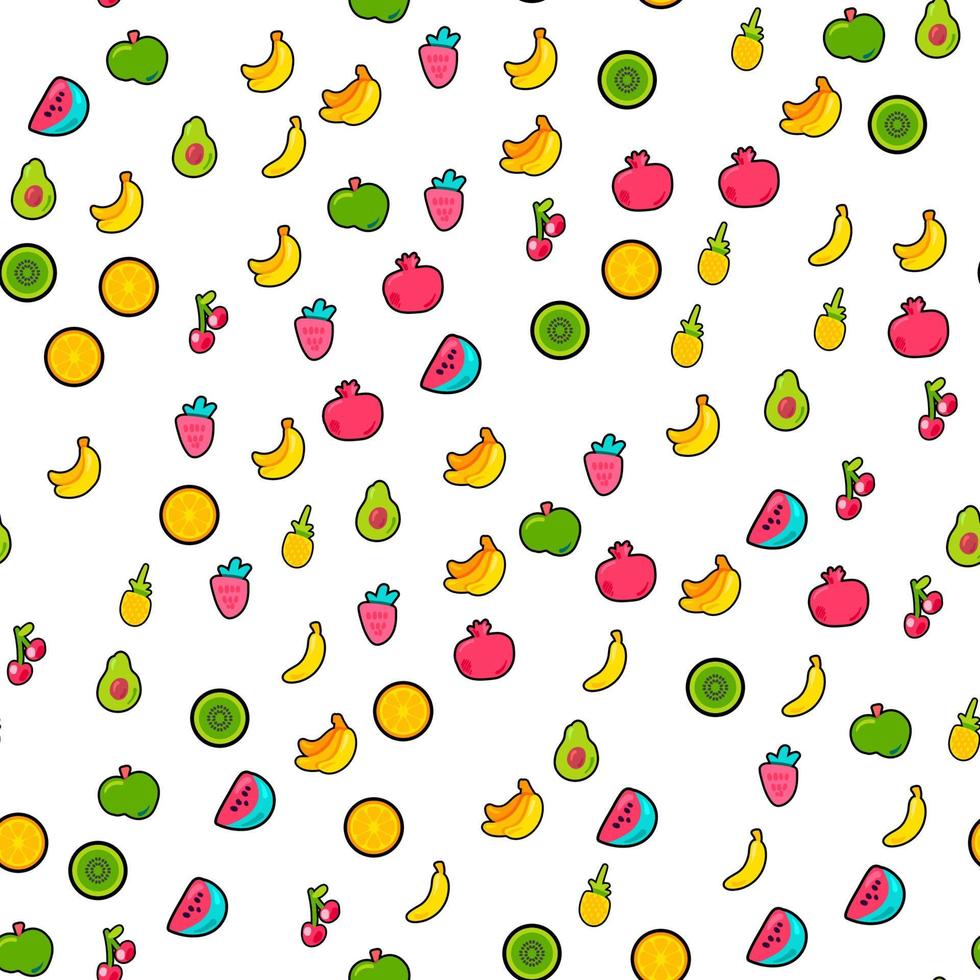 Bright Summer Juicy Fruit Painted Seamless Pattern vector