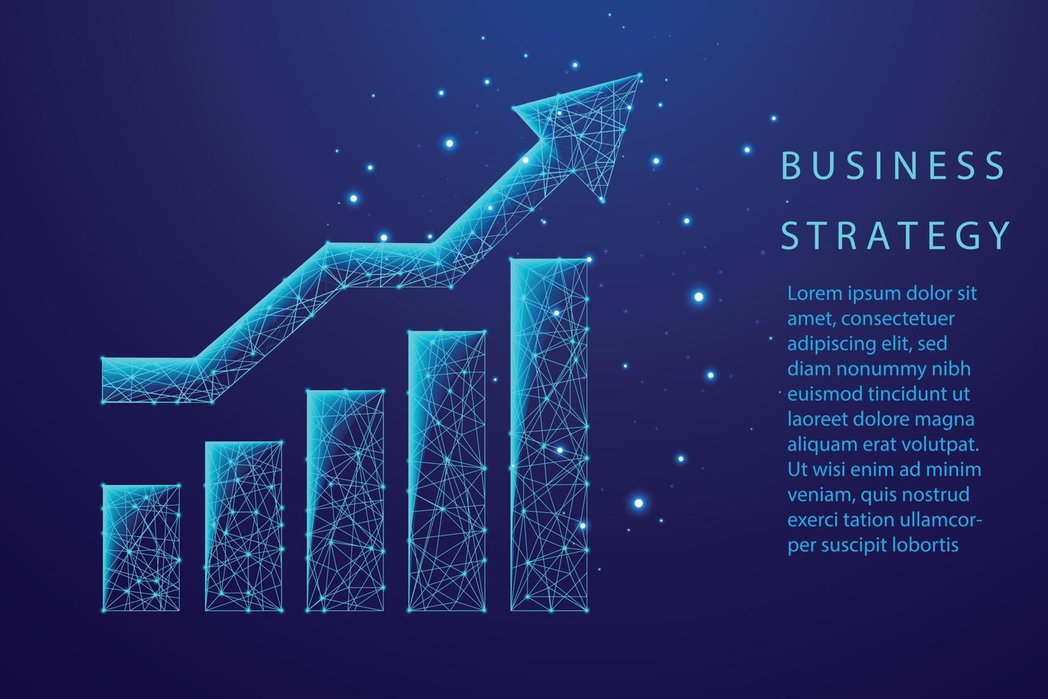 gráfico de crecimiento diseño de estilo polivinílico bajo concepto de estrategia de negocio geométrico azul vector
