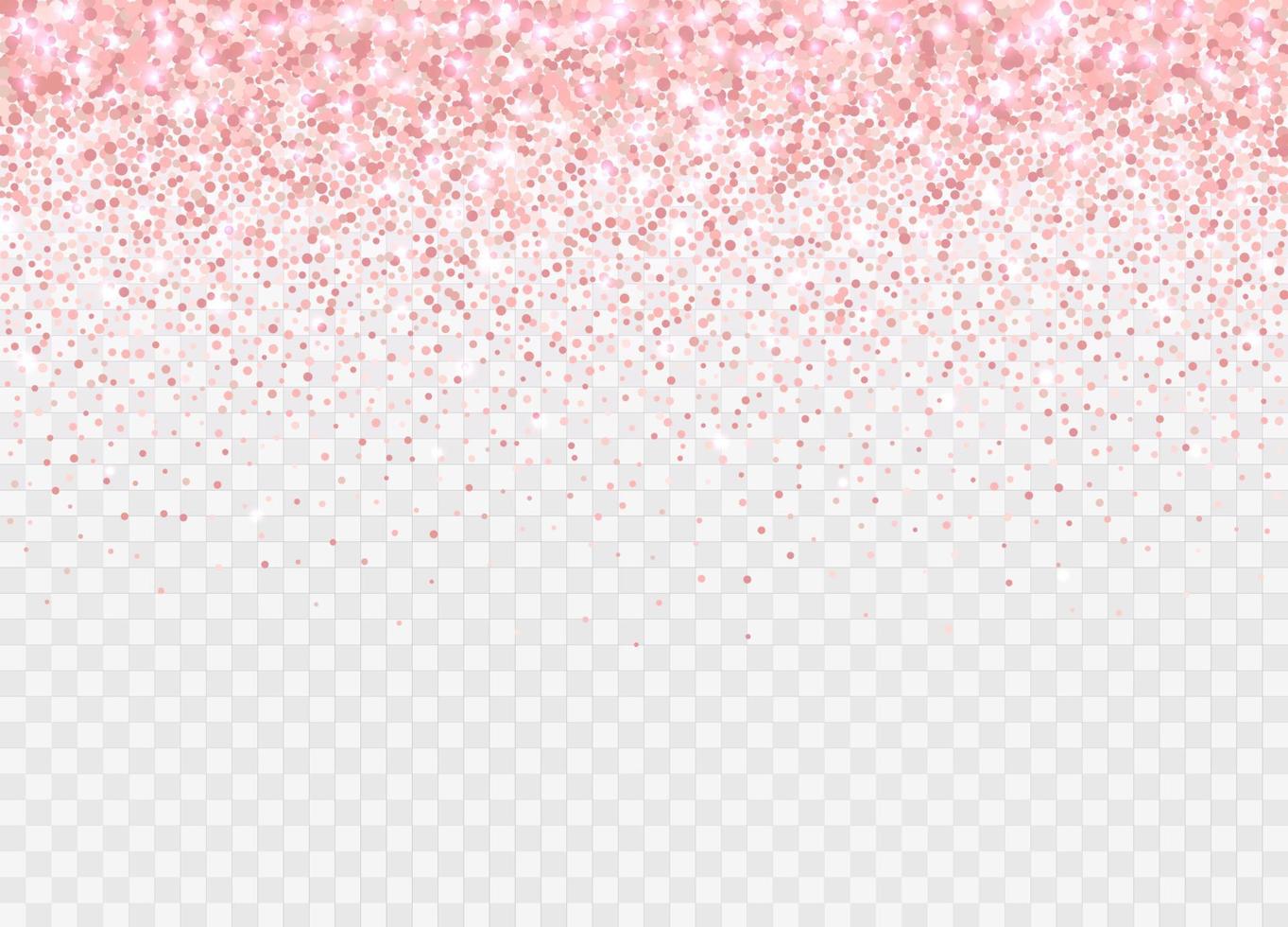 Rose gold glitter partickles isolated on transparent background. Falling sparkling confetti. vector