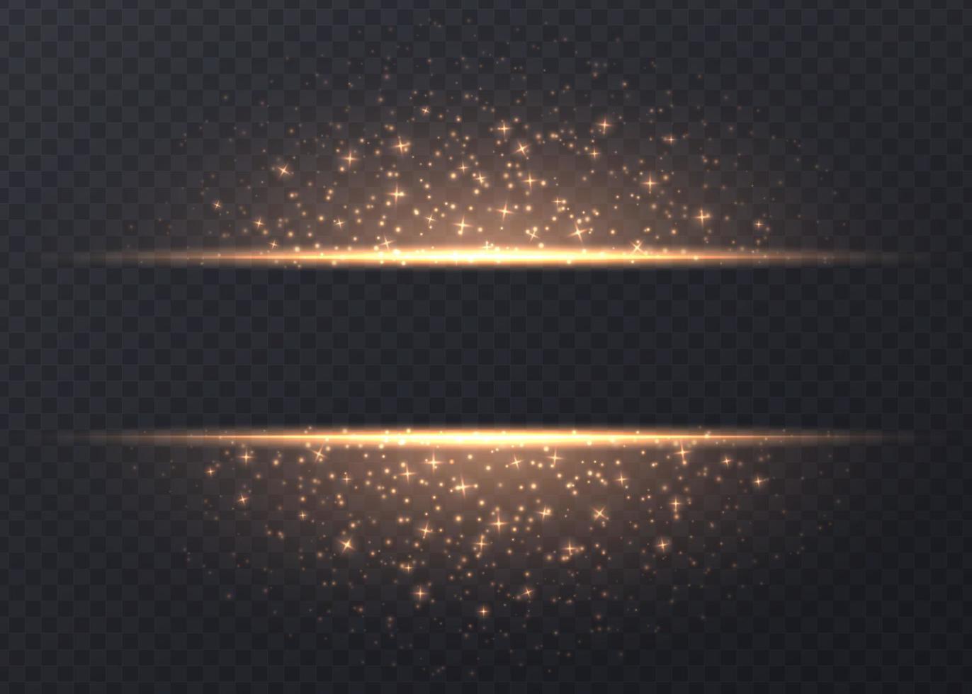 Lines with stars and sparkles isolated on transparent background. vector