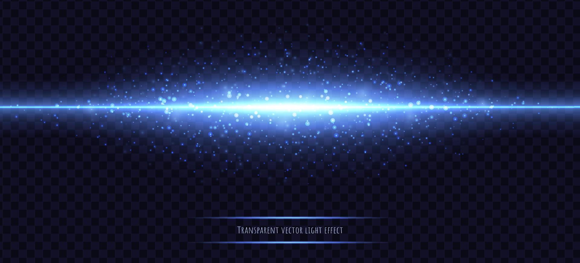 Glowing blue line with light effect isolated on dark transparent background. vector