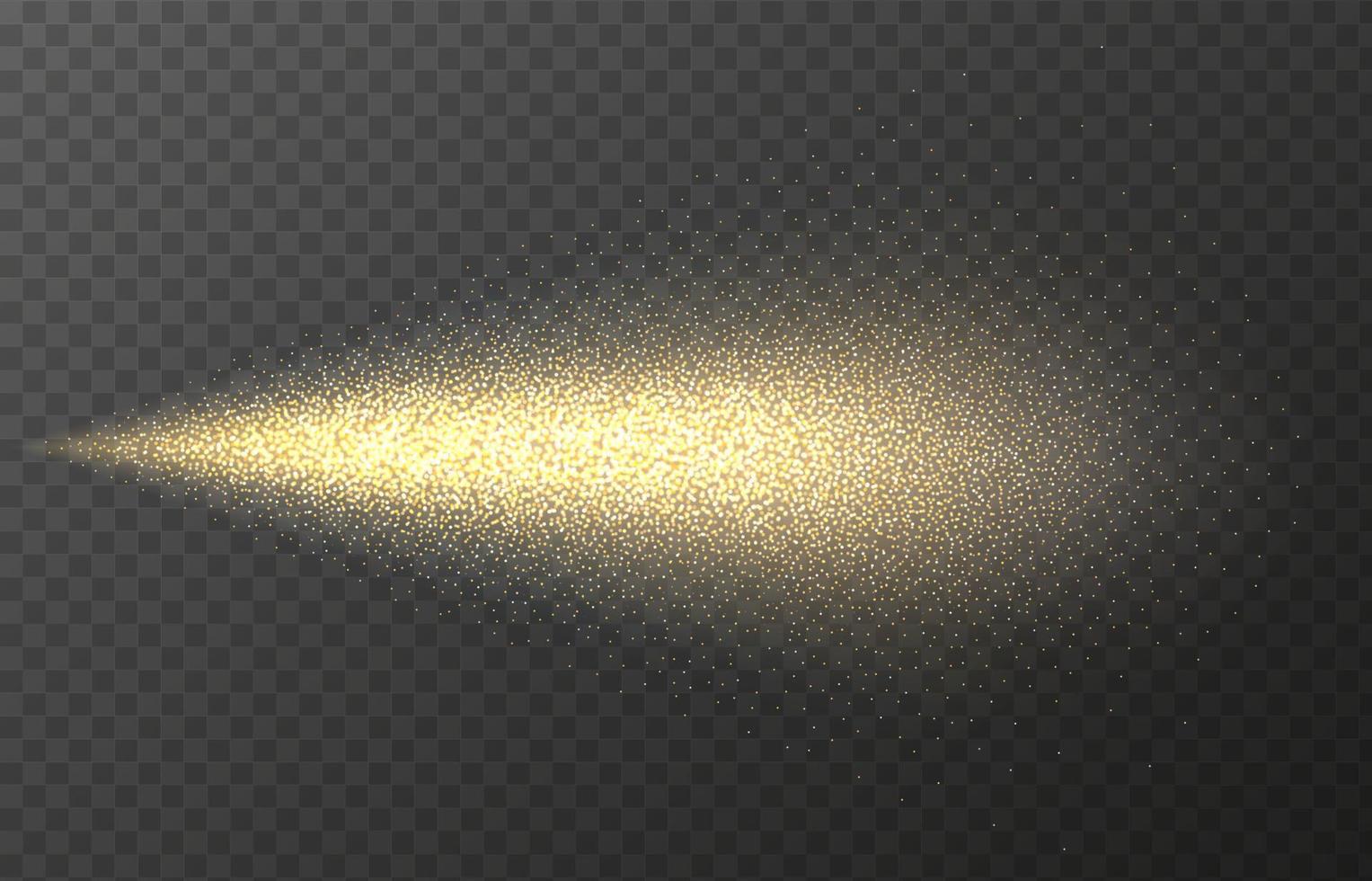Gold spray paint with glitter particles isolated on transparent background. vector