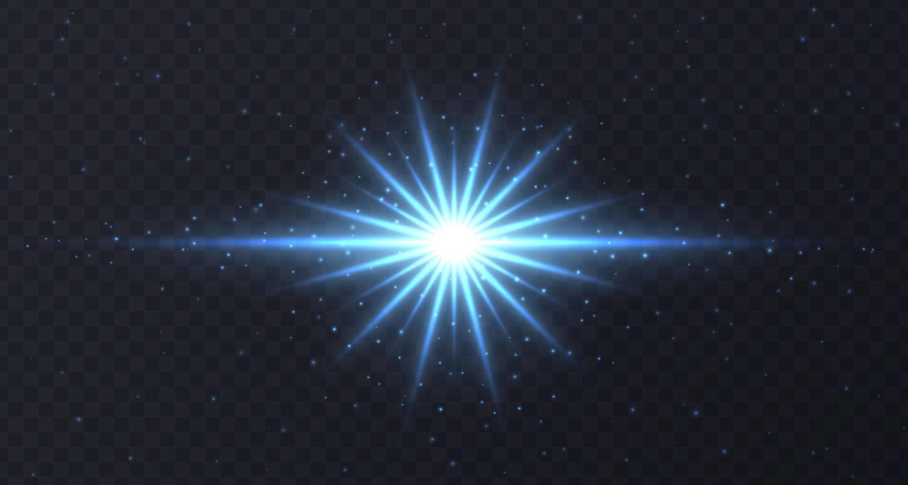 Shining flare with stars and sparkles isolated on dark transparent background. vector