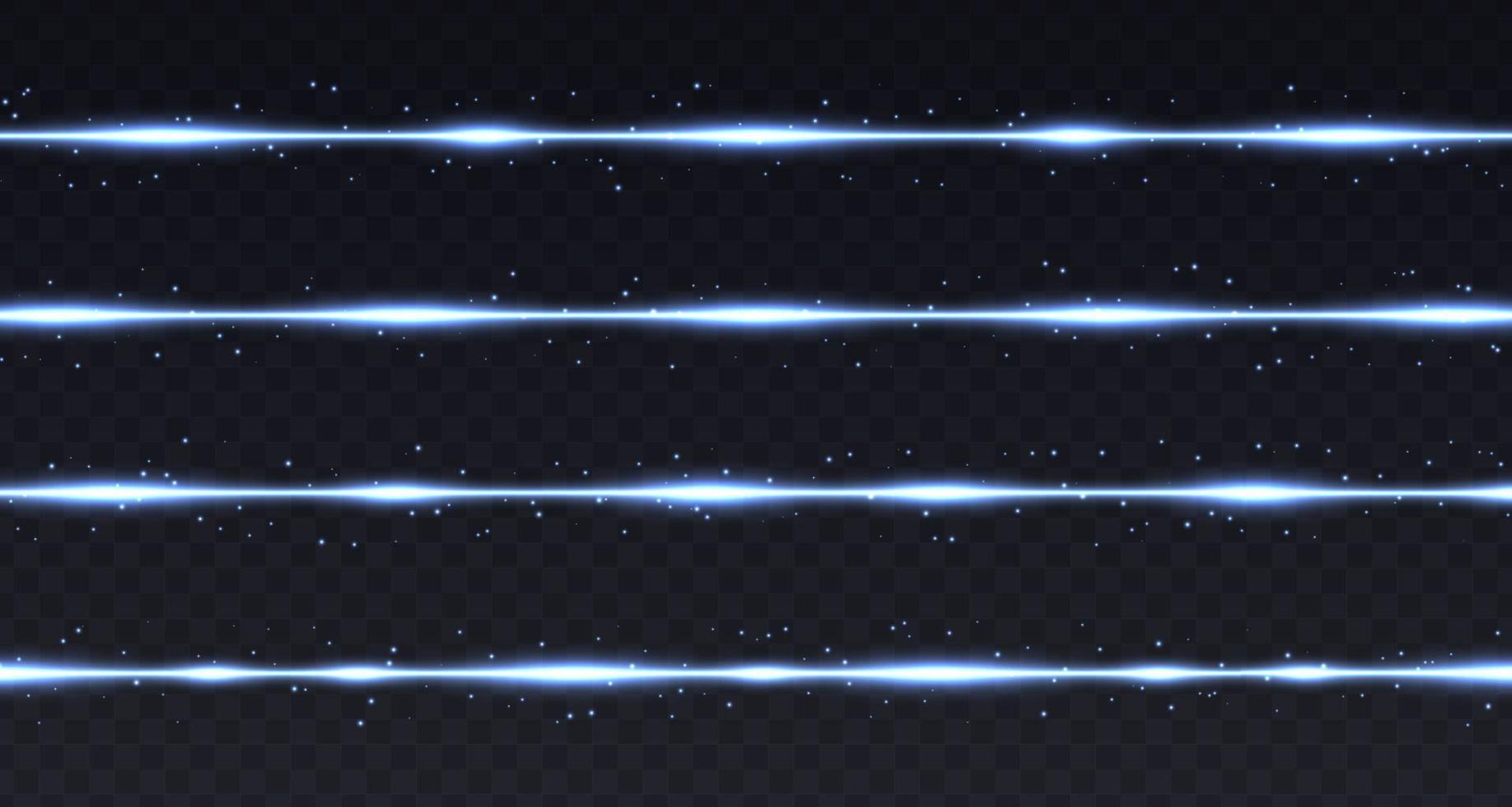 Blue lines with highlights and sparkles isolated on transparent background. vector