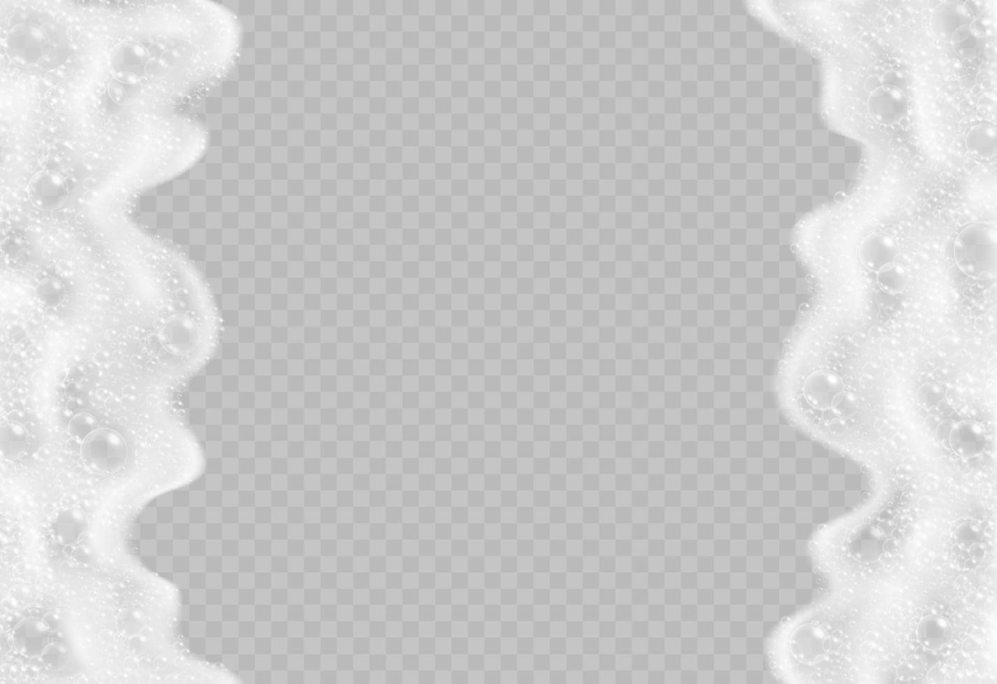 Soap foam with bubbles top view isolated on transparent background. vector