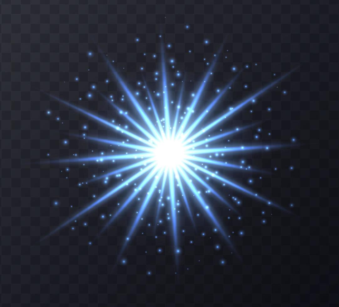 Shining flare with stars and sparkles isolated on dark transparent background. vector