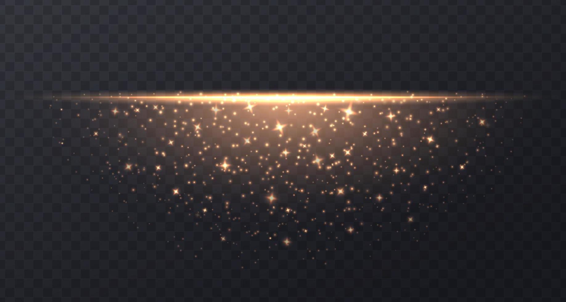 Line with stars and sparkles isolated on transparent background. vector