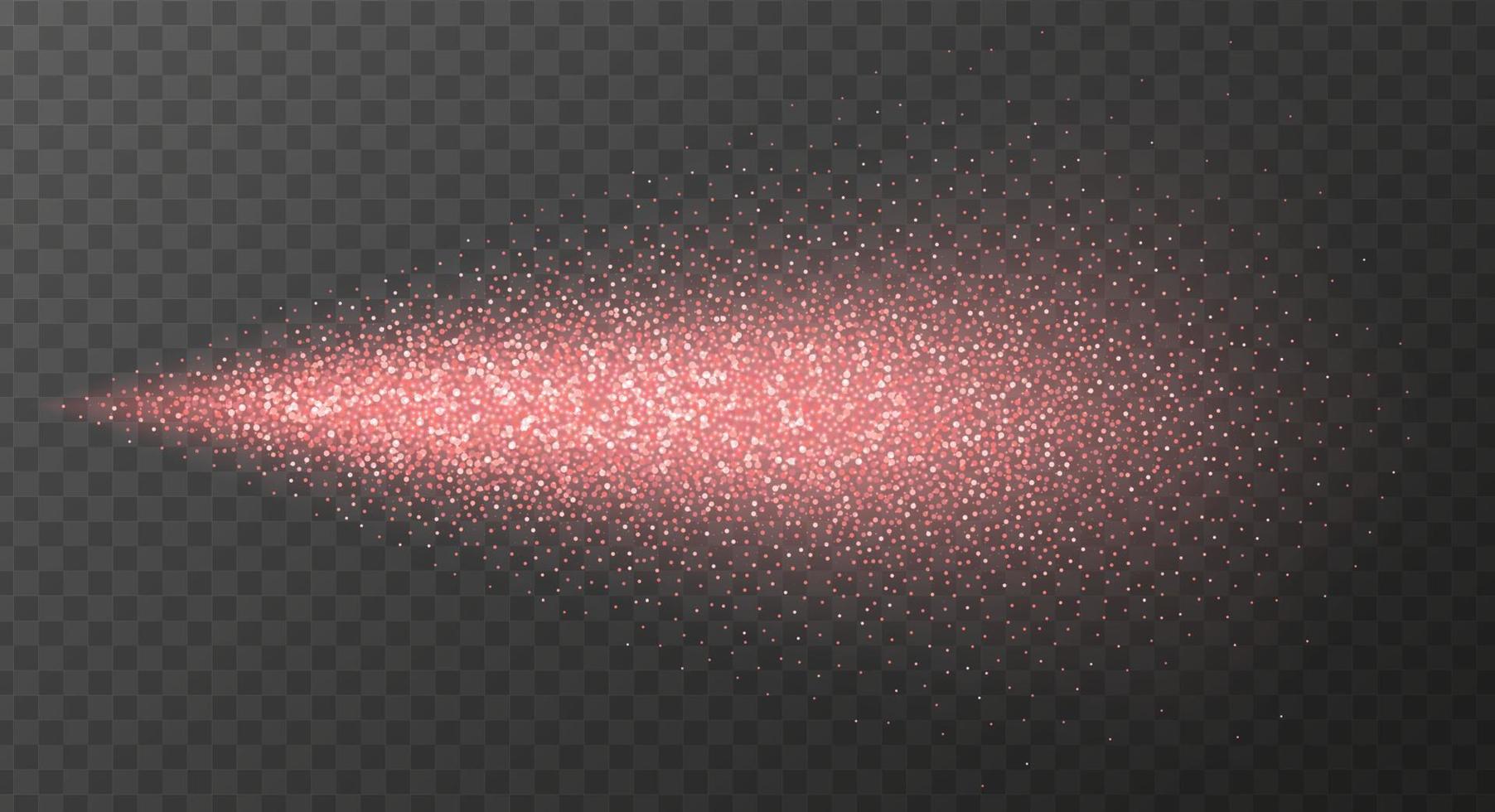 Rose gold spray paint with glitter particles isolated on transparent background. vector