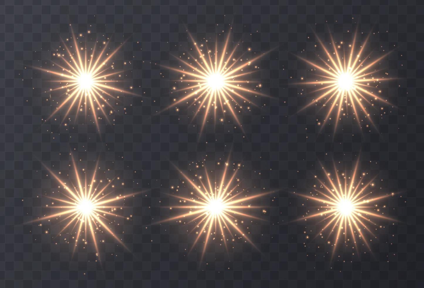 destellos de lentes, bokeh, destellos, colección de estrellas brillantes. vector