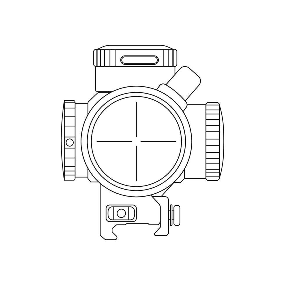 ilustración de icono de contorno de alcance táctico sobre fondo blanco aislado vector