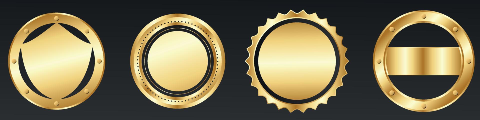 golden medal frame label decoration vector