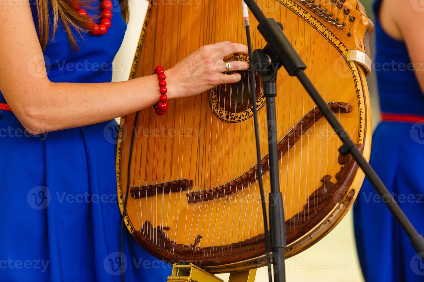 female hands play kobza photo