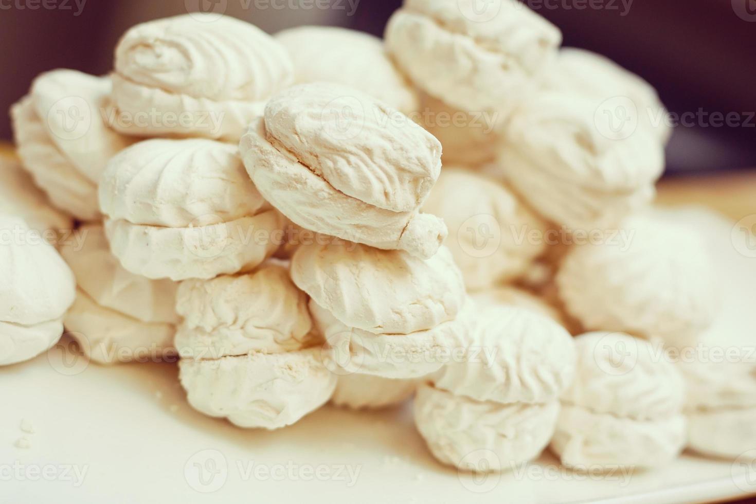 White sweet mini marshmallows in a bowl photo
