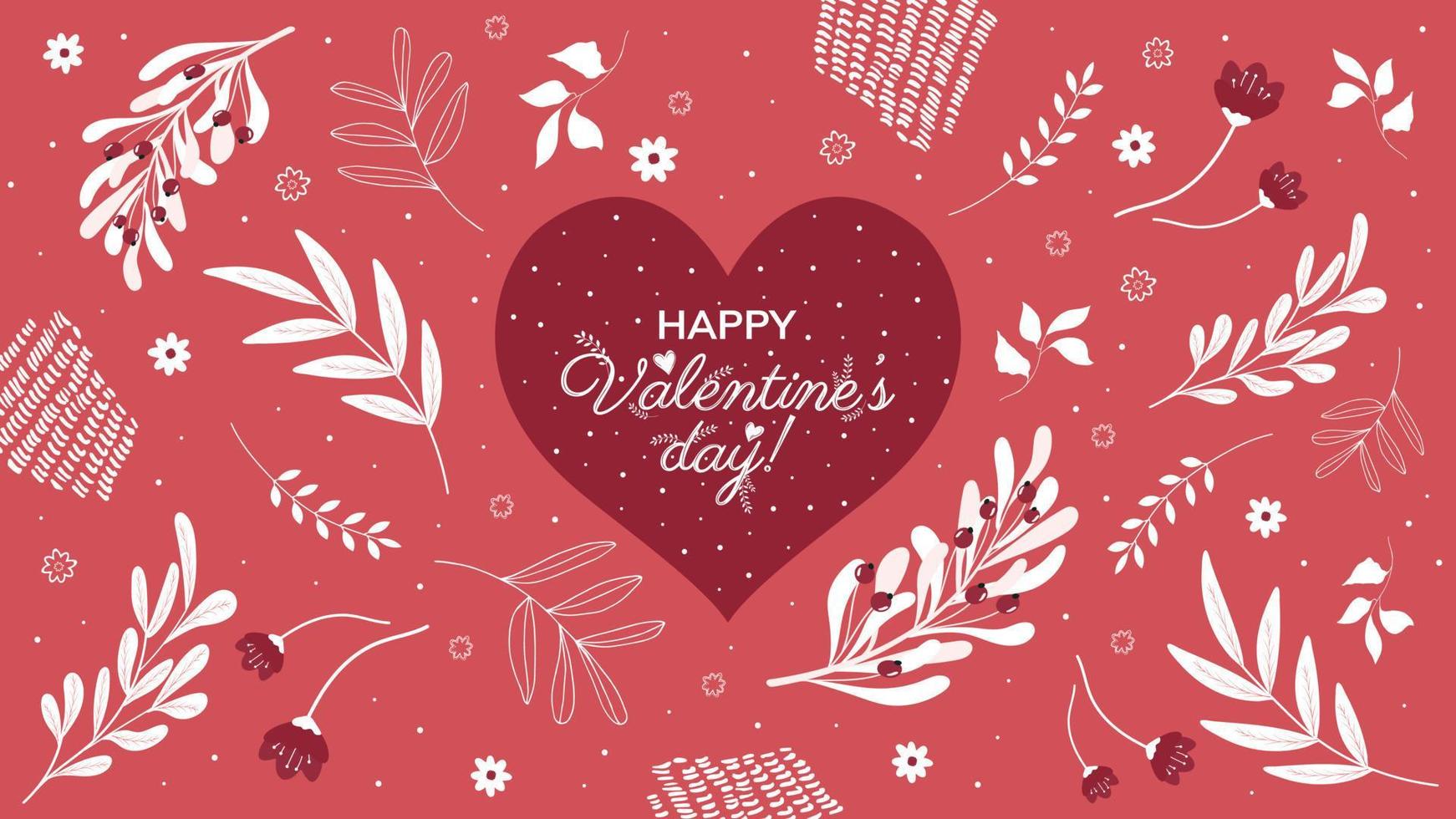 Vector horizontal red background for Valentine's Day with a heart