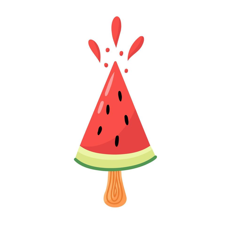 Watermelon on stick. Illustration for printing, backgrounds, covers and packaging. Image can be used for greeting cards, posters, stickers and textile. Isolated on white background. vector