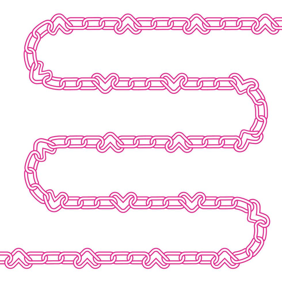 cadena aislada vectorial con elemento de eslabón cardíaco forma de madenta lineal islated sobre fondo blanco. elemento de decoración emo de los 90 vector