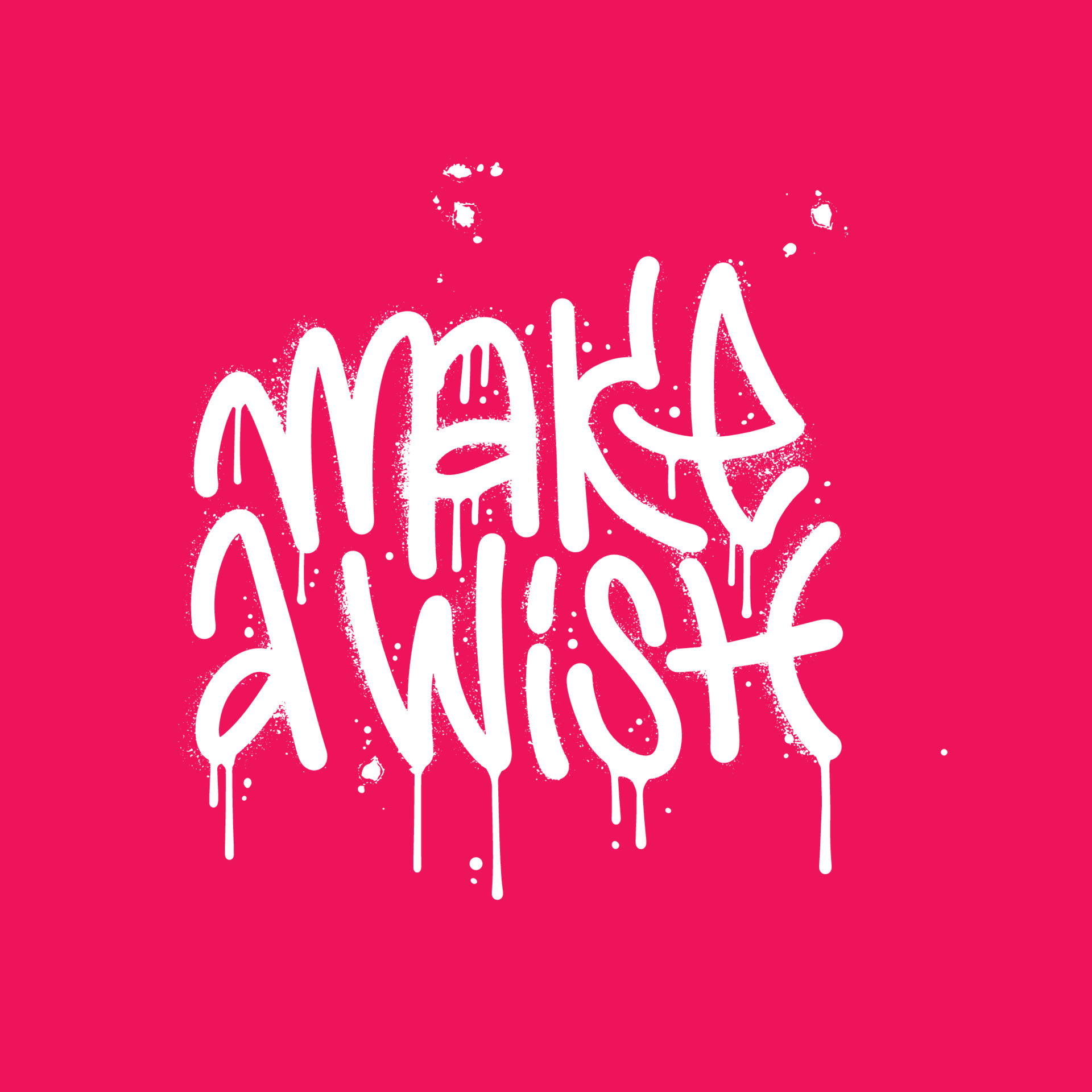 Make a Wish - urban graffiti lettering. White spray paint graffiti on
