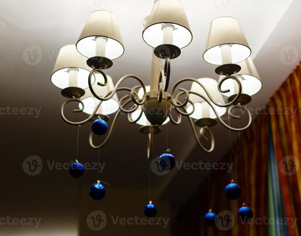 chandelier with blue balls photo