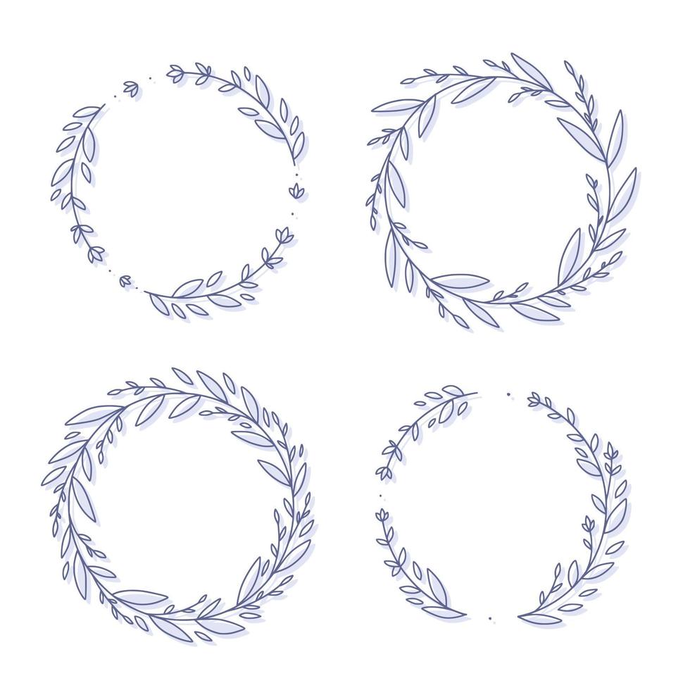 Floral wreath collection, hand drawn vector