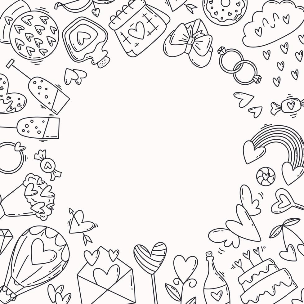 Valentine's Day cartoon hand drawn style blank background vector