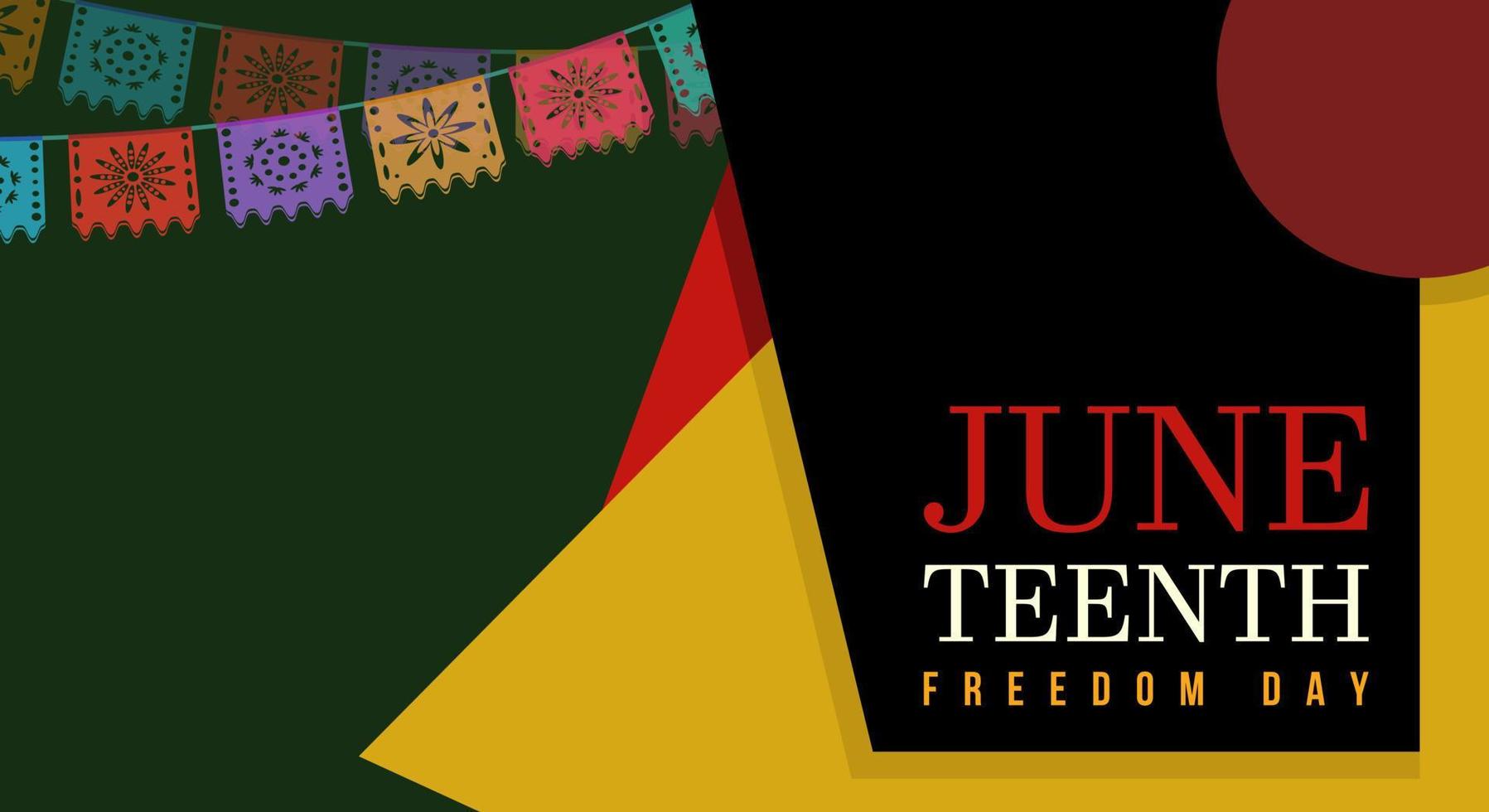 Juneteenth Freedom Day abstract vector illustration. Geometric background shape. Vector banner for ads, presentation, social media, poster with copyspace area and ornament.