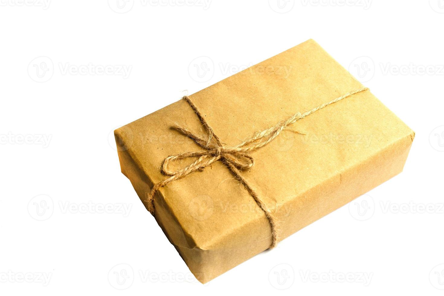 Envelope kraft paper tied with string on a white background photo