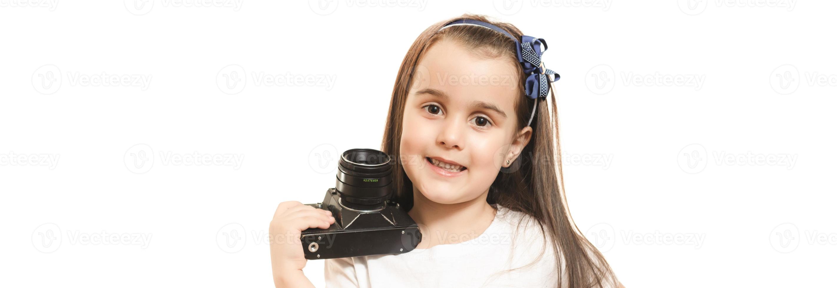 Little girl making video or photo