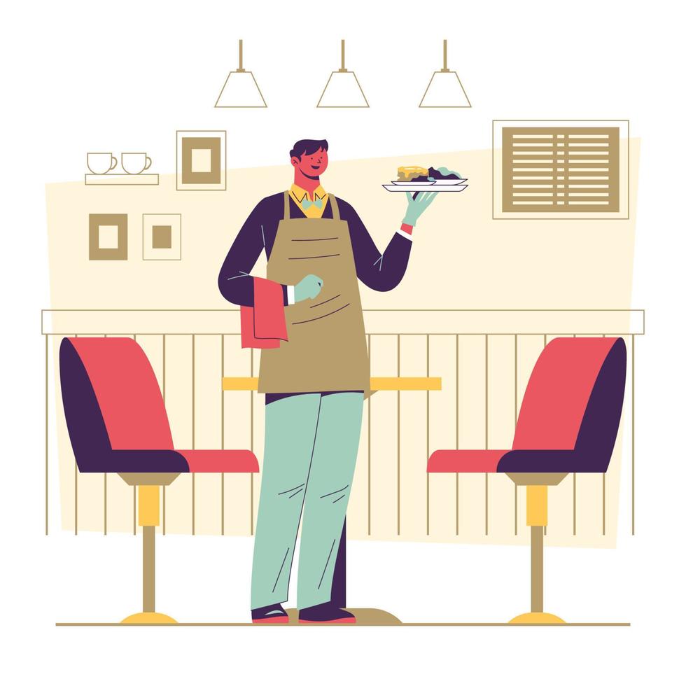 Male Food Servers Concept vector