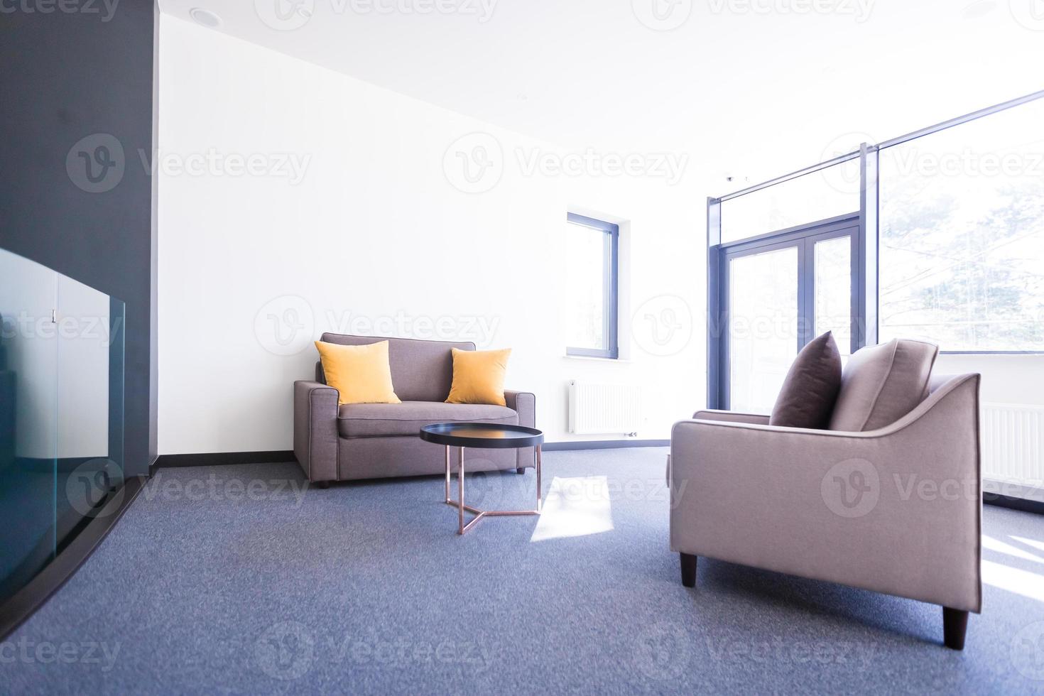 A set of office furniture near windows 17462820 Stock Photo at Vecteezy
