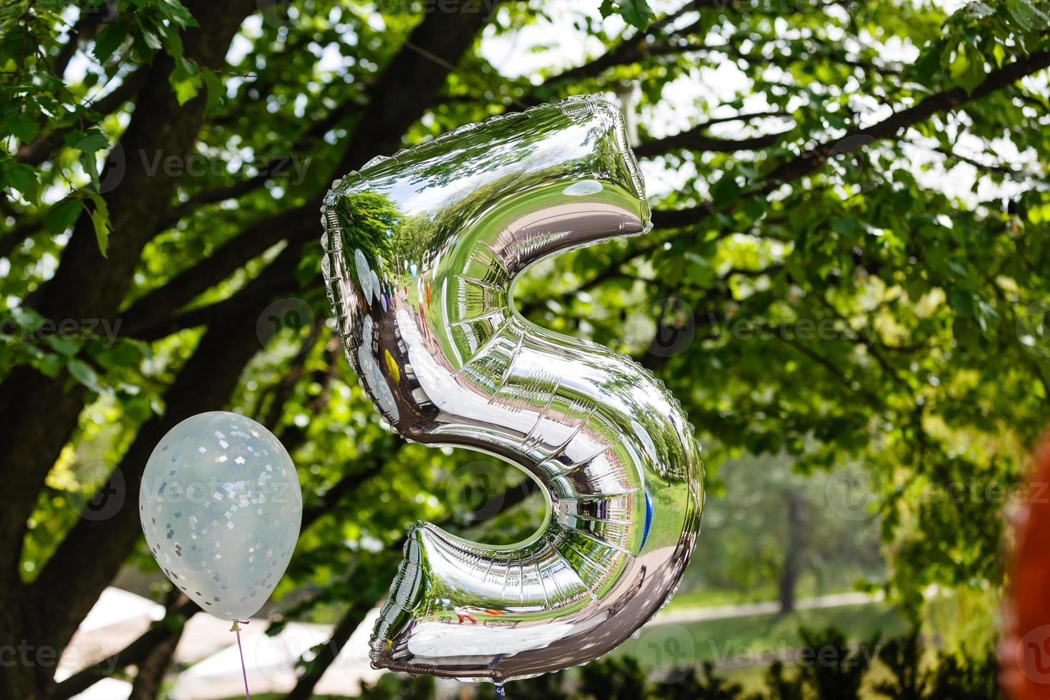 Silver number 5 celebration foil balloon photo