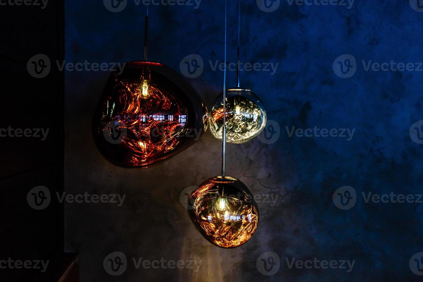 Oriental colorful glass hanging lamps or lanterns artistic background photo