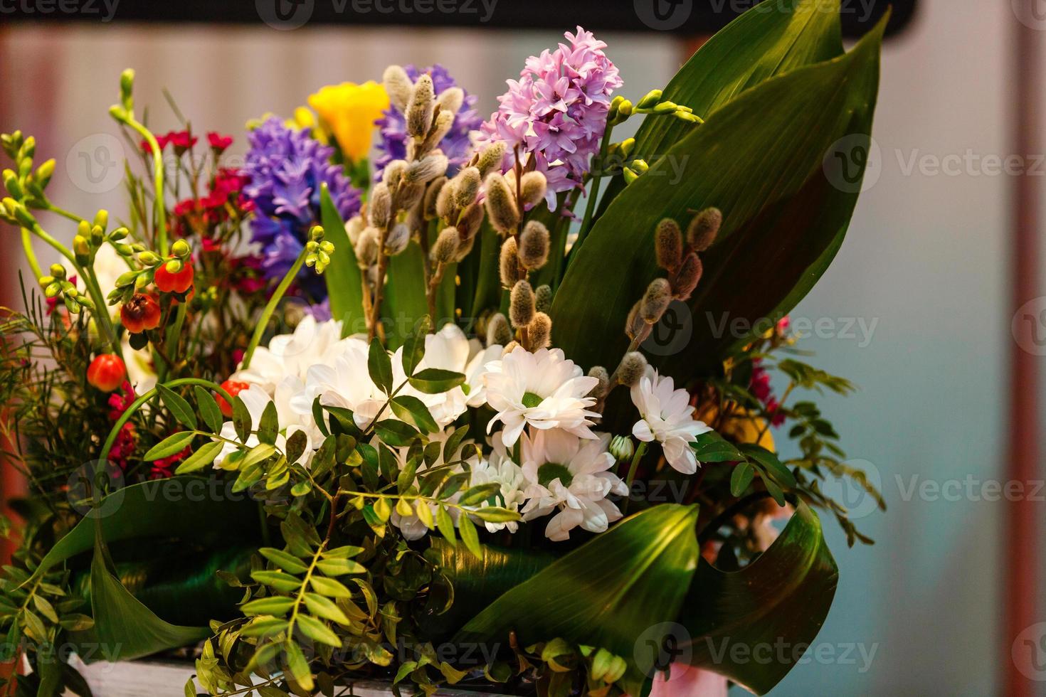 spring flowers and willow photo