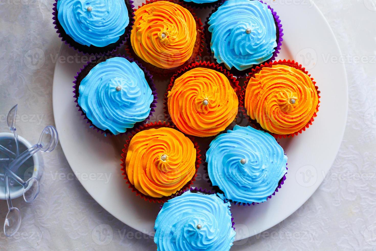 Colorful cupcakes in a circle photo