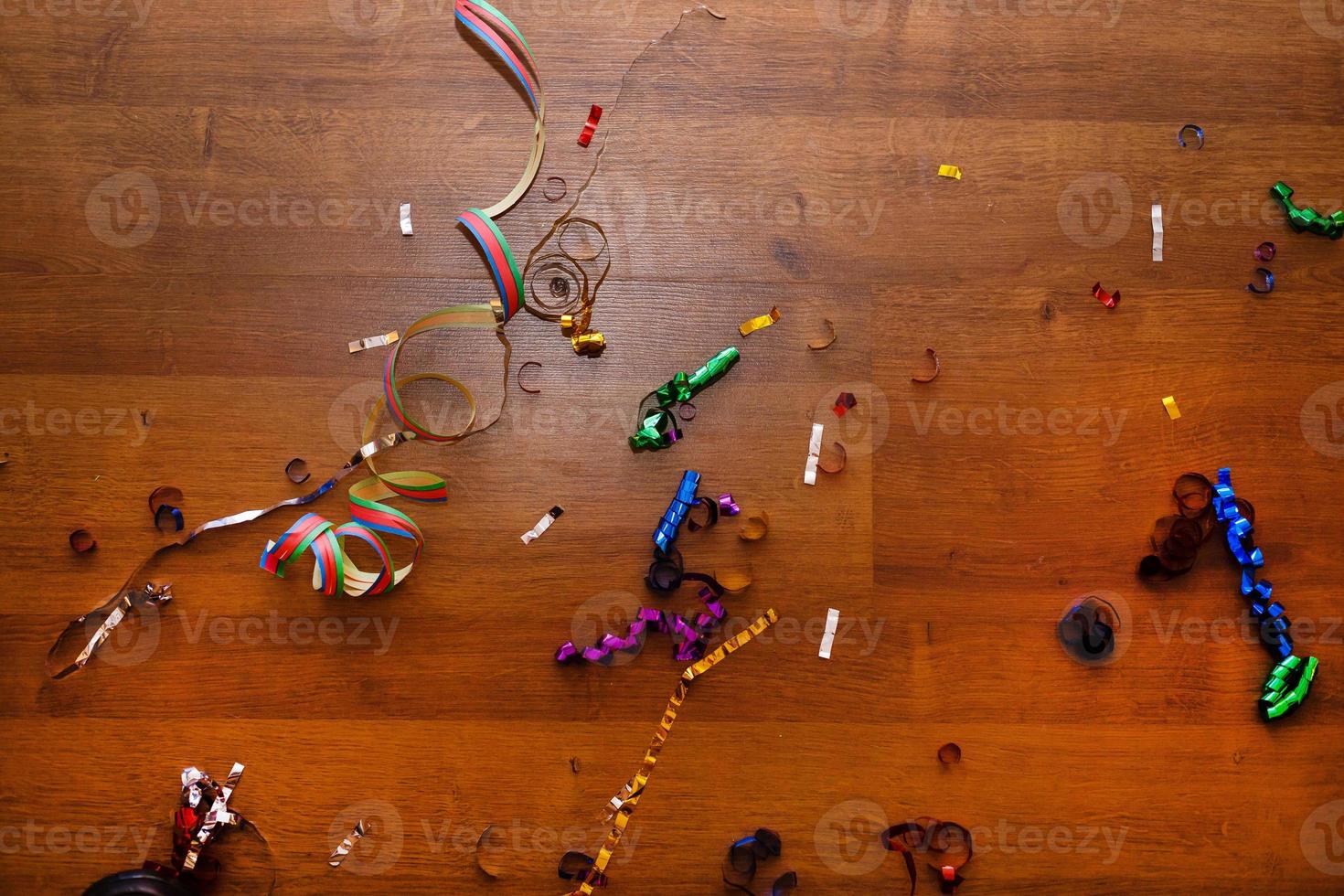 Colorful confetti on the floor photo