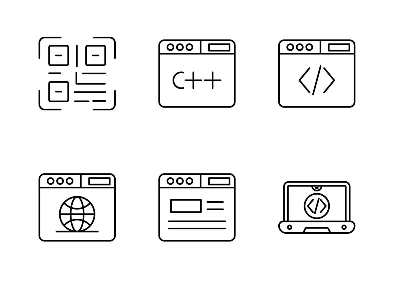 conjunto de iconos de vector de codificación