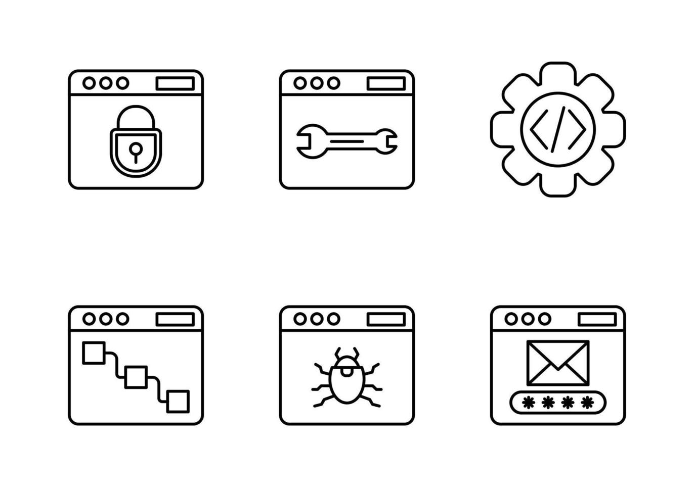 conjunto de iconos de vector de desarrollo web