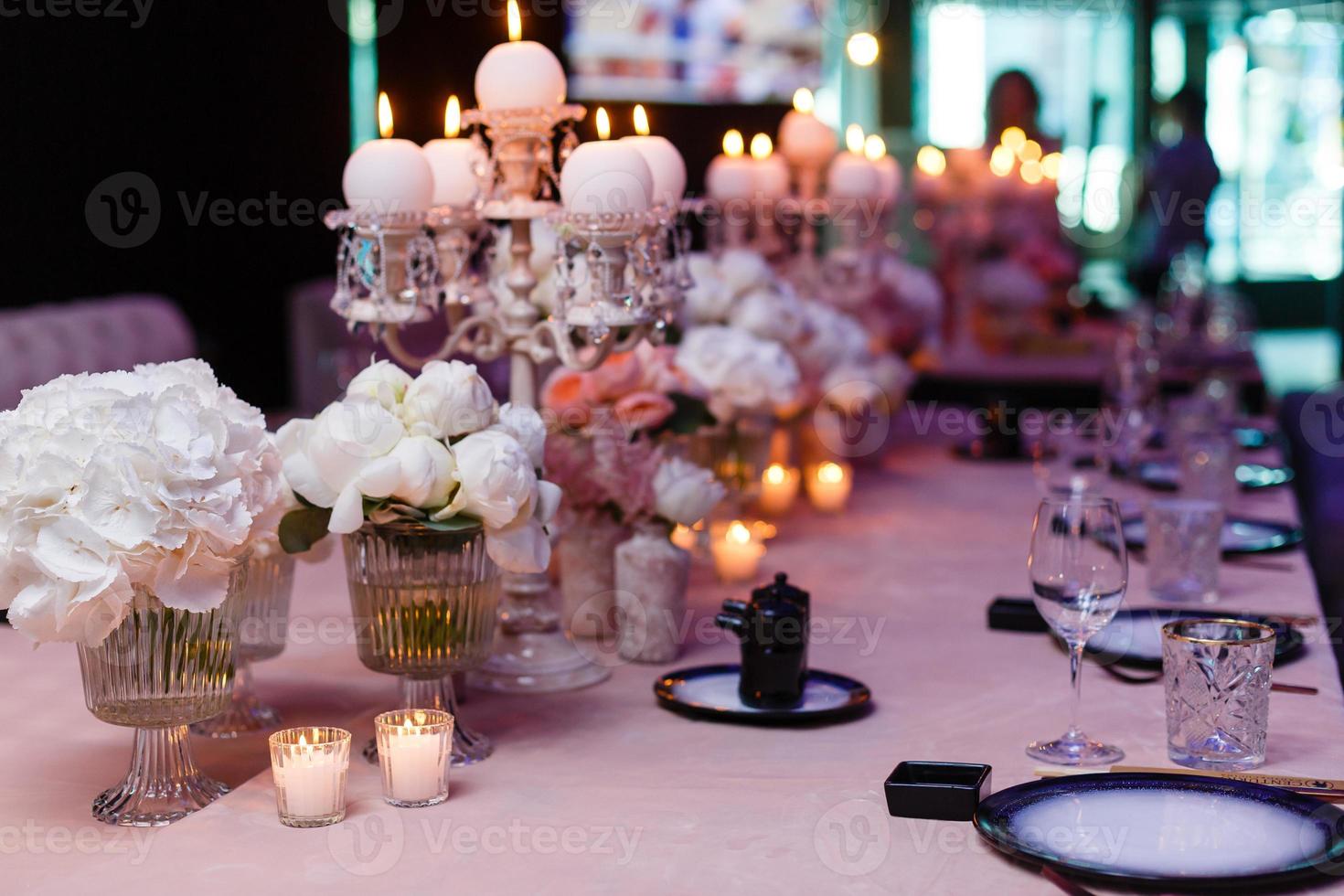 Place setting for Christmas in white photo