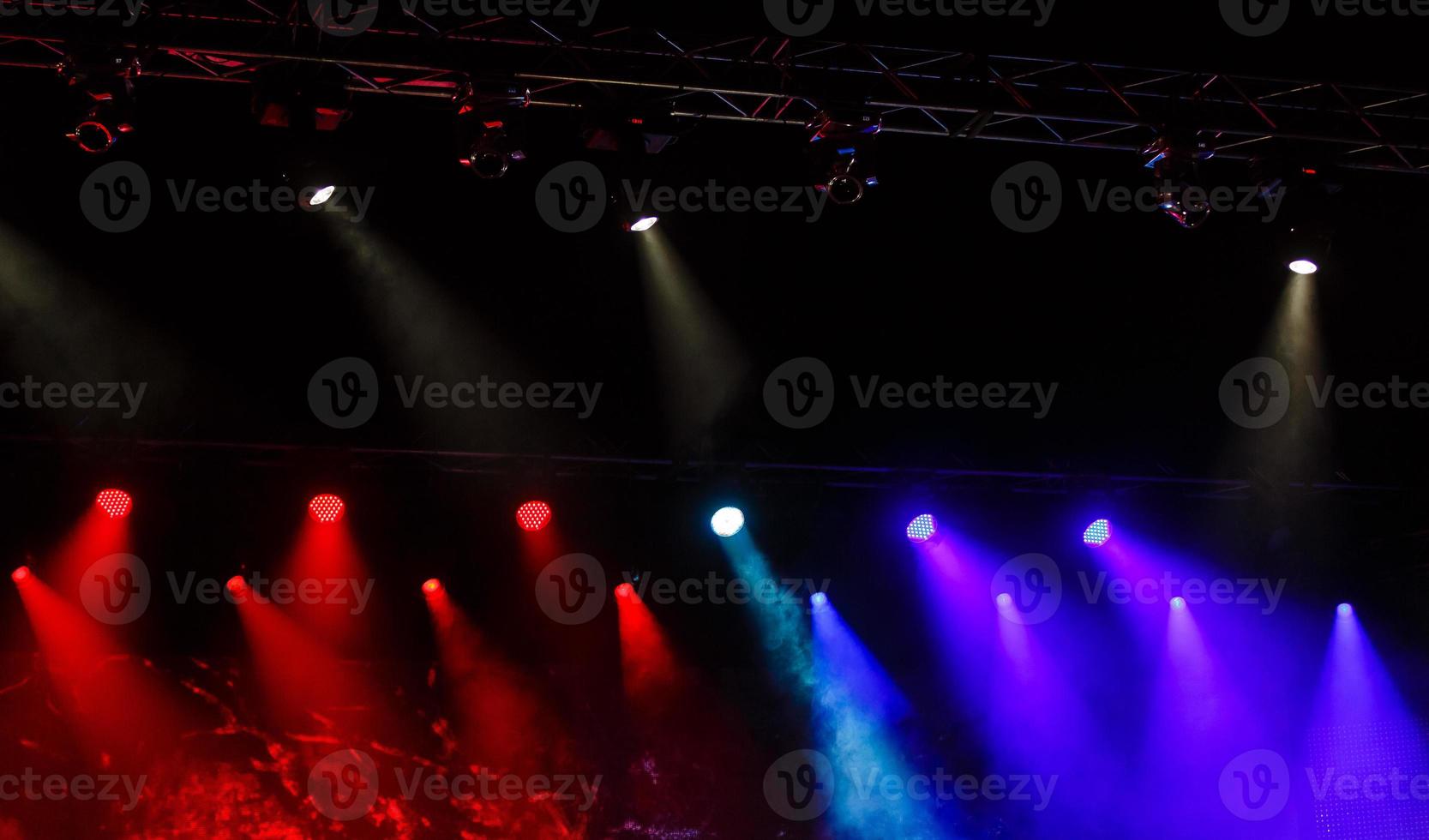 Stage lights. spotlights on the scene blue and red. Night club photo