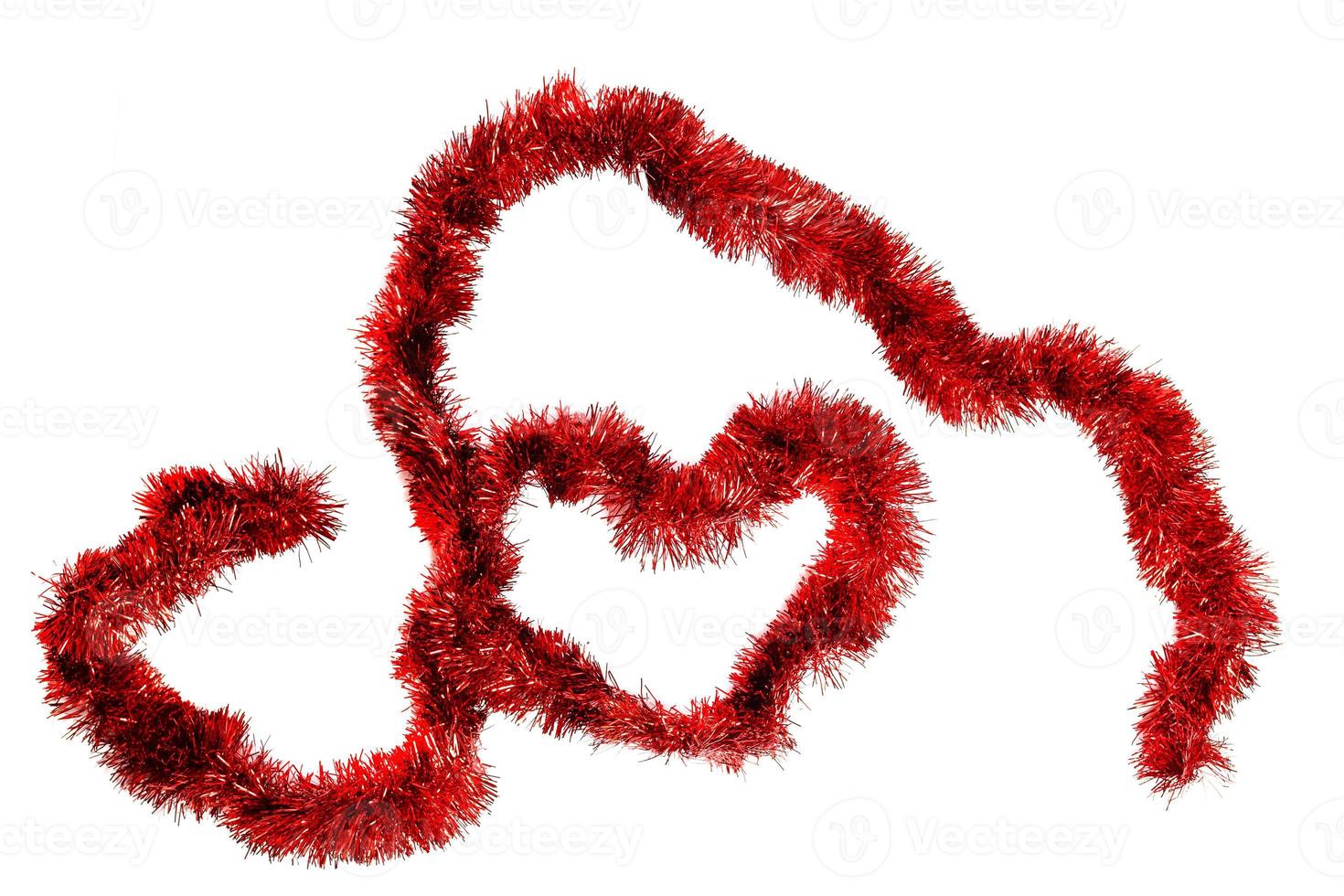 Christmas lights in the shape of heart on white background photo