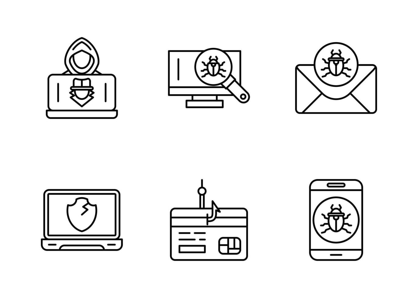 Cyber Attack Vector Icon Set