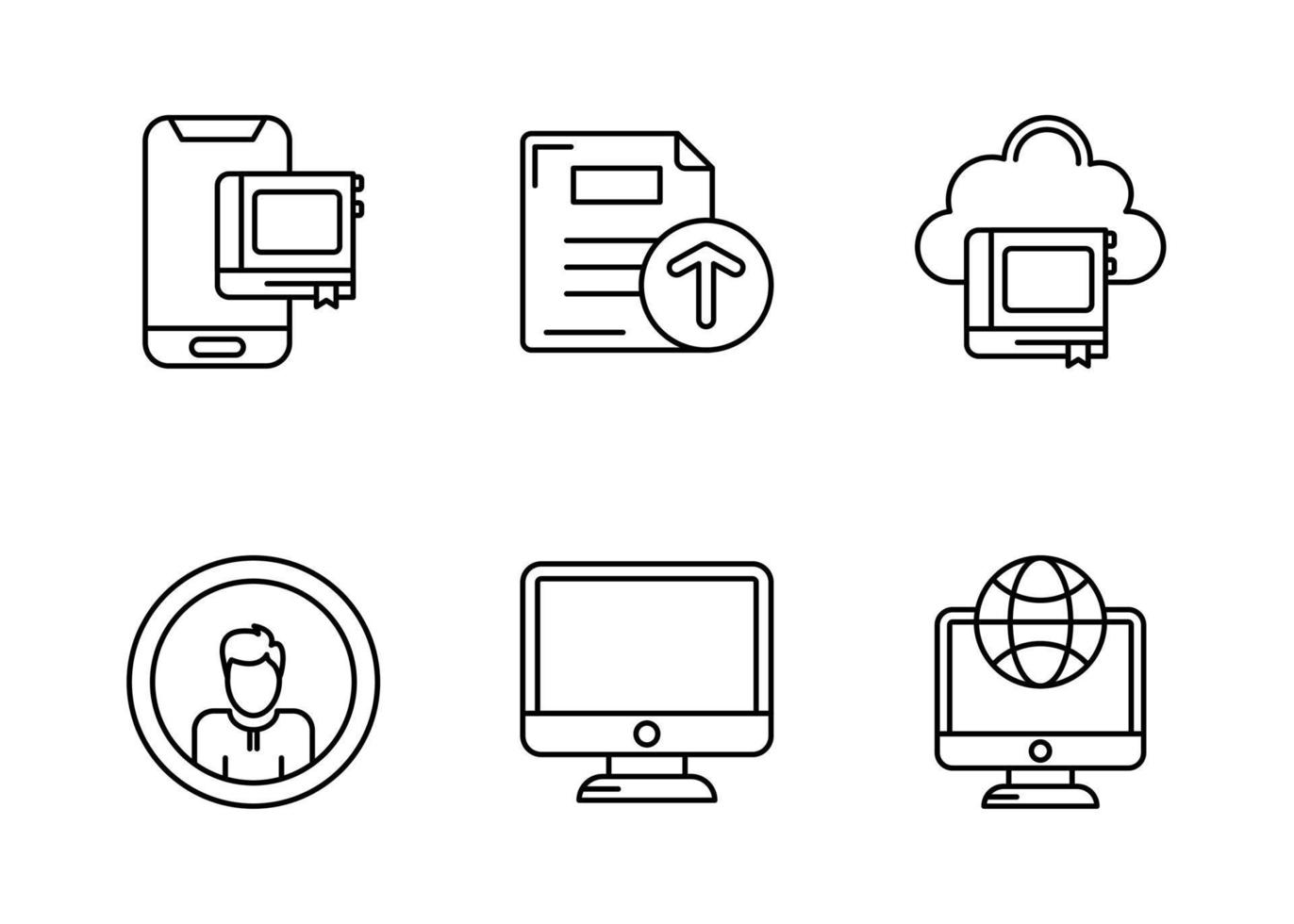 conjunto de iconos de vector de educación en línea