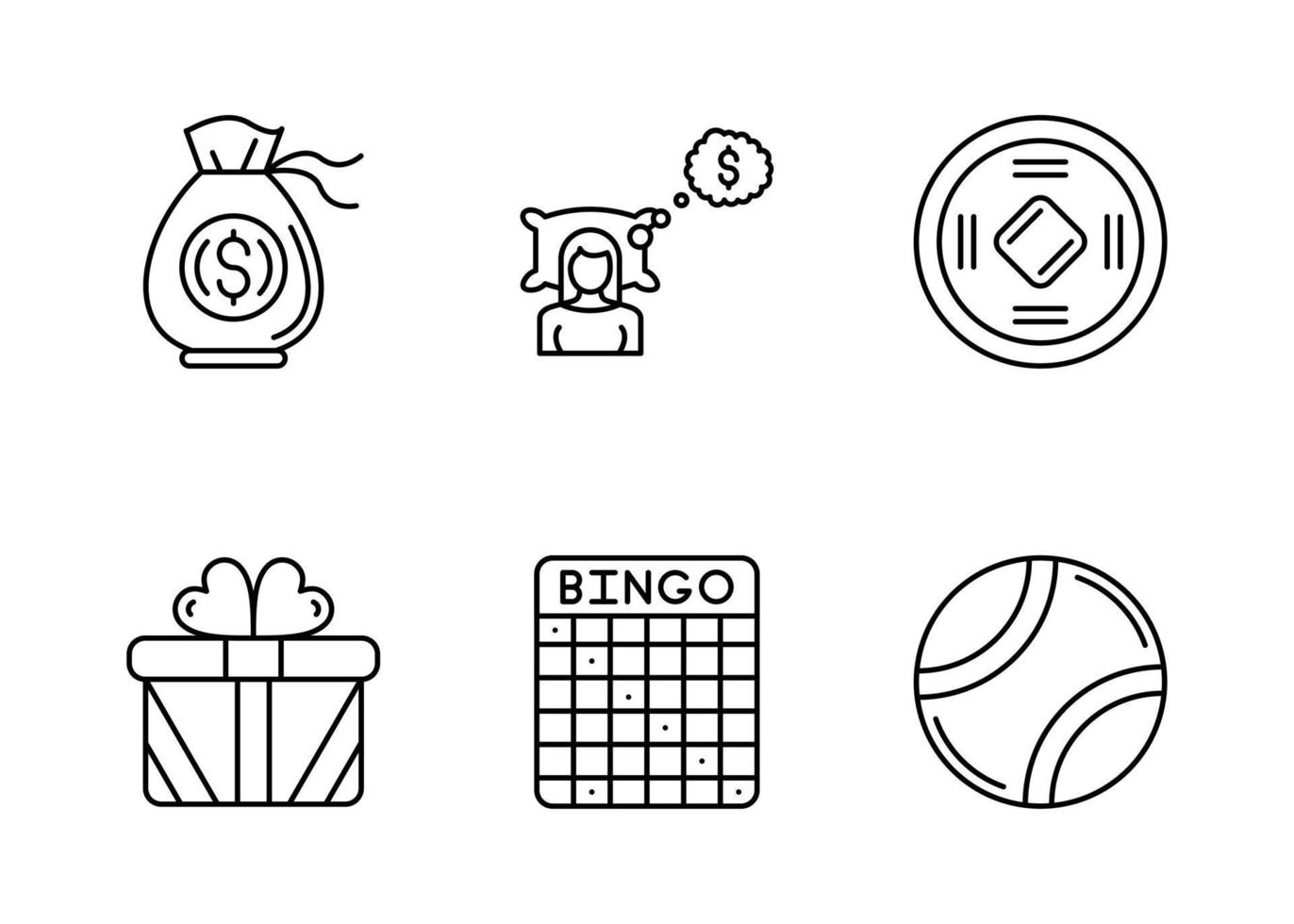 conjunto de iconos de vector de lotería