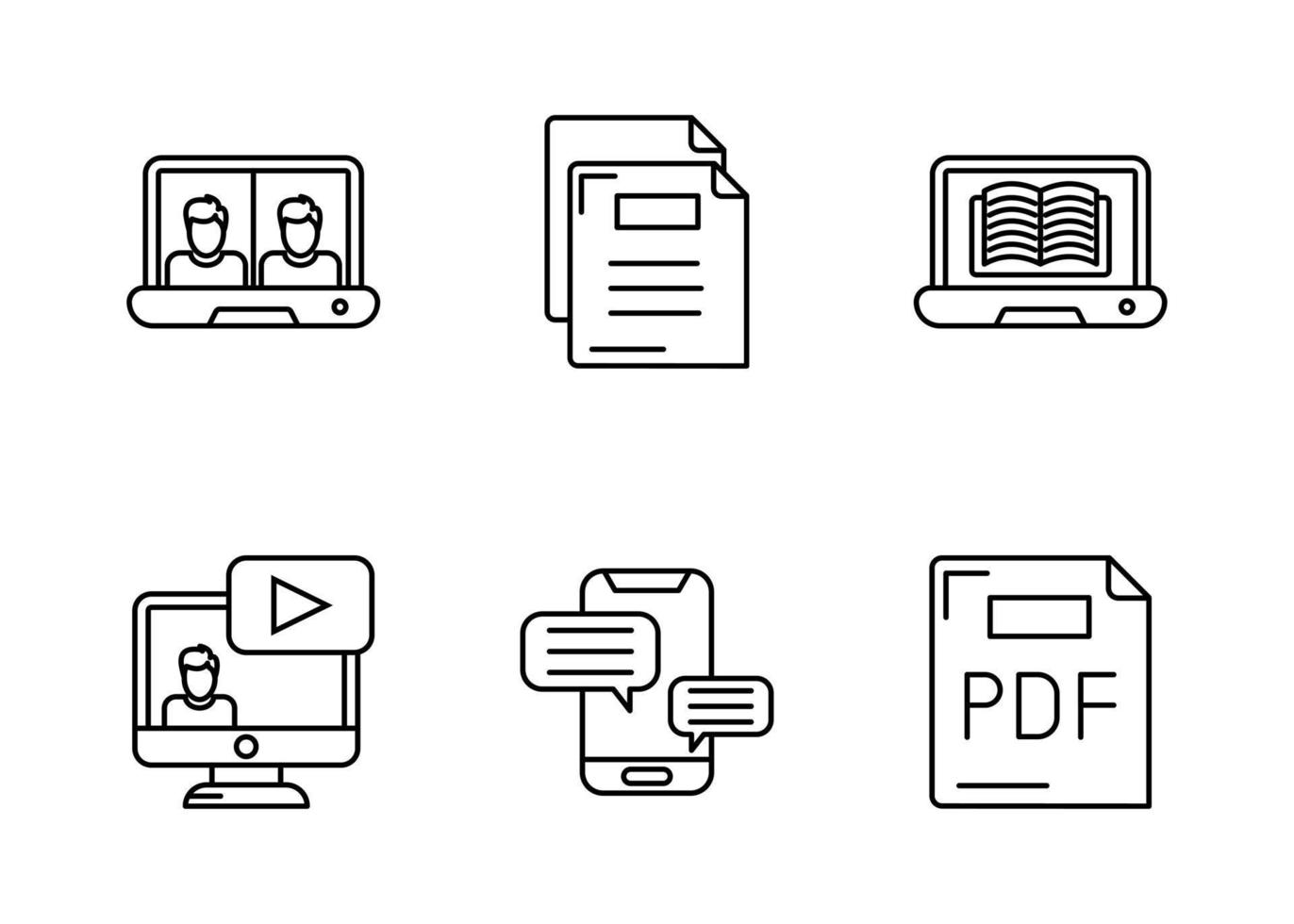 conjunto de iconos de vector de educación en línea