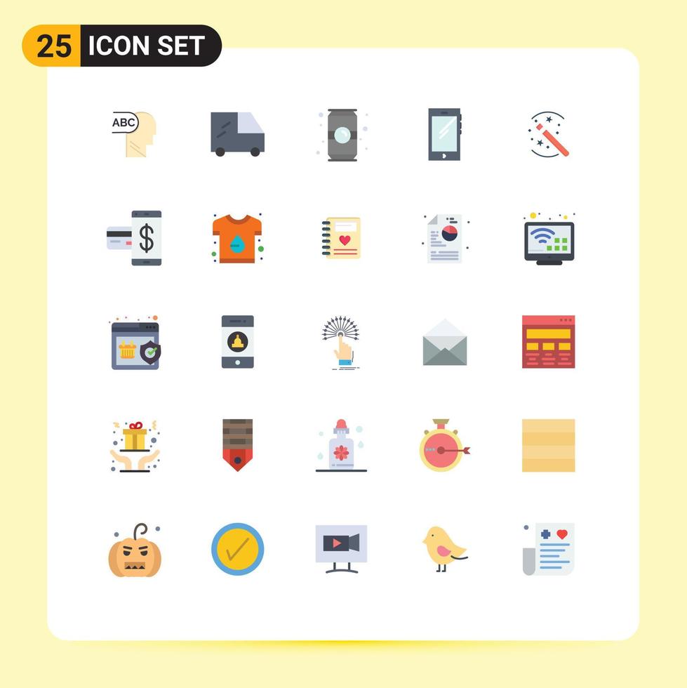 Universal Icon Symbols Group of 25 Modern Flat Colors of card magic phone solution iphone Editable Vector Design Elements