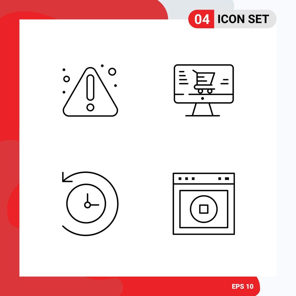 4 Thematic Vector Filledline Flat Colors and Editable Symbols of error stop monitor backup ux Editable Vector Design Elements