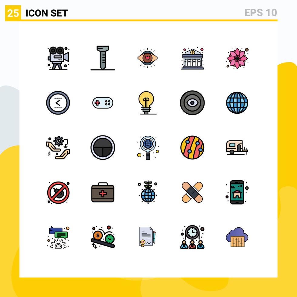 Universal Icon Symbols Group of 25 Modern Filled line Flat Colors of rangoli decoration eyes money banking Editable Vector Design Elements