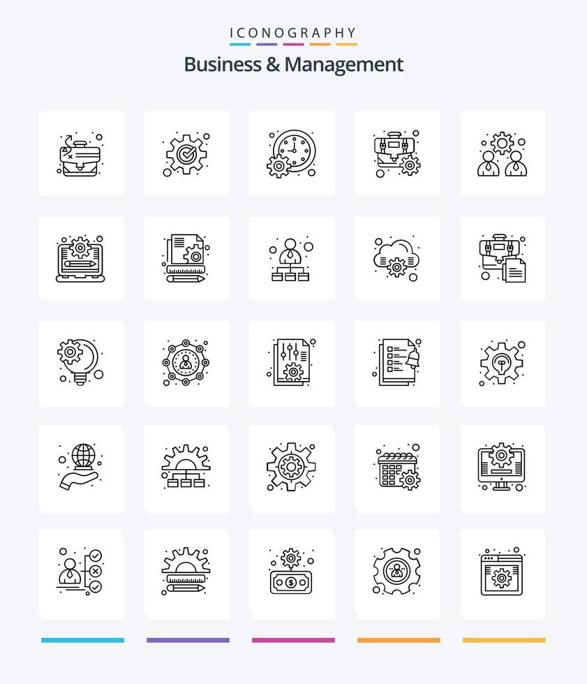 Creative Business And Management 25 OutLine icon pack  Such As business. gear. business. cog. time vector