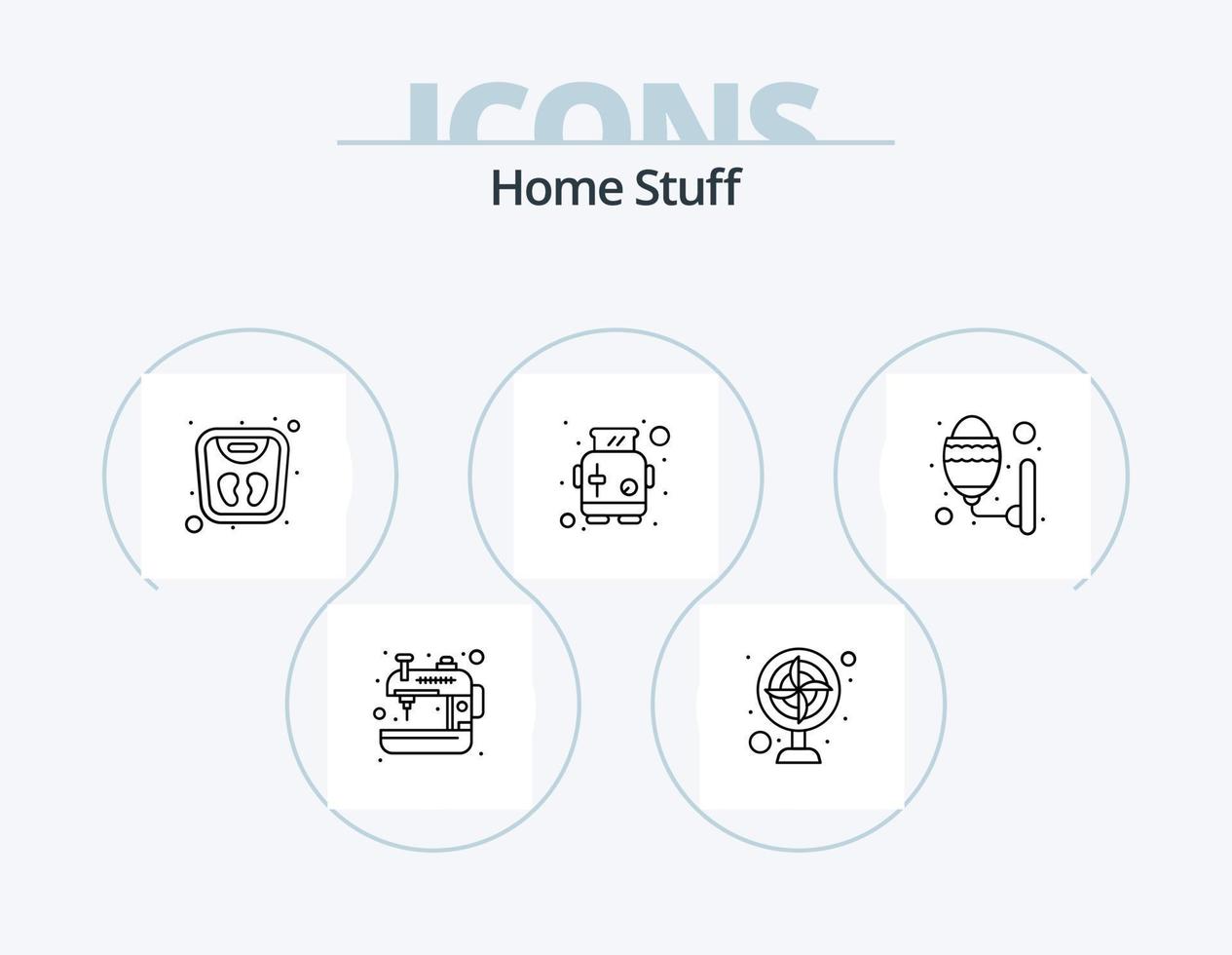 Home Stuff Line Icon Pack 5 Icon Design. light. contact. weight machine. smartphone. mobile vector