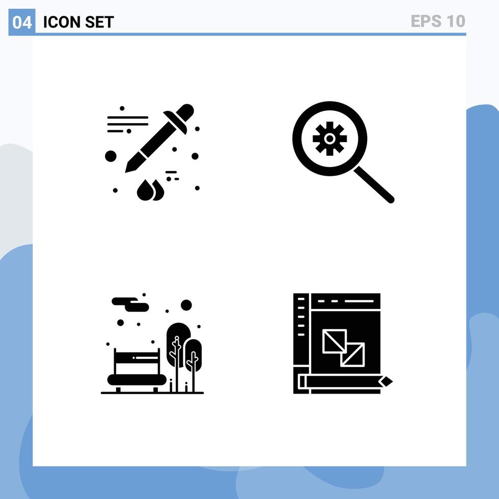 Modern Set of 4 Solid Glyphs and symbols such as color public control bench develop Editable Vector Design Elements