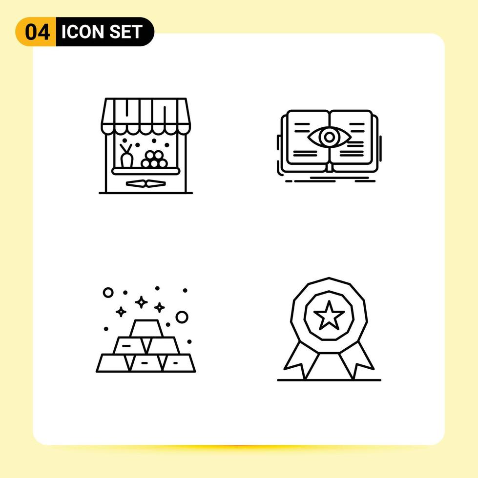 Set of 4 Modern UI Icons Symbols Signs for agriculture bar ship eye gold bar Editable Vector Design Elements
